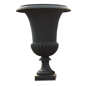 Picture of large, tapered cast iron urn.
